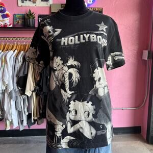 Vintage 90s HollyBoop AOP Tee Size Small